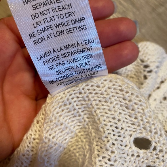 NWT Cream Knit Cold Shoulder Cotton Crochet Detail Boho Summer Size Medium - Picture 11 of 11